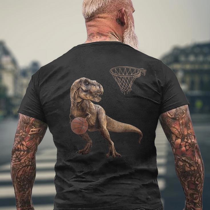 T Rex 恐竜 バスケットボール 面白い恐竜フープ メンズTシャツ バックプリント 高齢者への贈り物