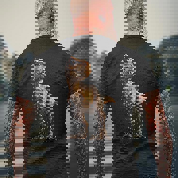 T-レックス ティラノサウルス・レックス 恐竜 恐竜大好き ディノ メンズTシャツ バックプリント 高齢者への贈り物