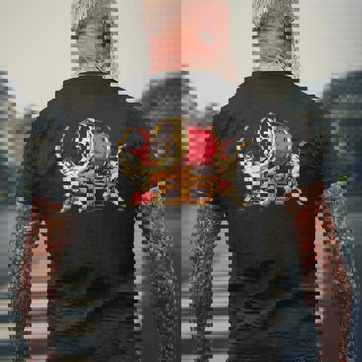 Taiko 男性太鼓太鼓奏者みつどもえグラフィックデザインギフト メンズTシャツ バックプリント 高齢者への贈り物