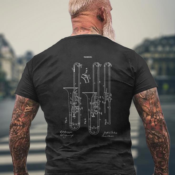 Technical Drawing トロンボーンミュージシャン オーケストラ トロンボニスト メンズTシャツ バックプリント 高齢者への贈り物