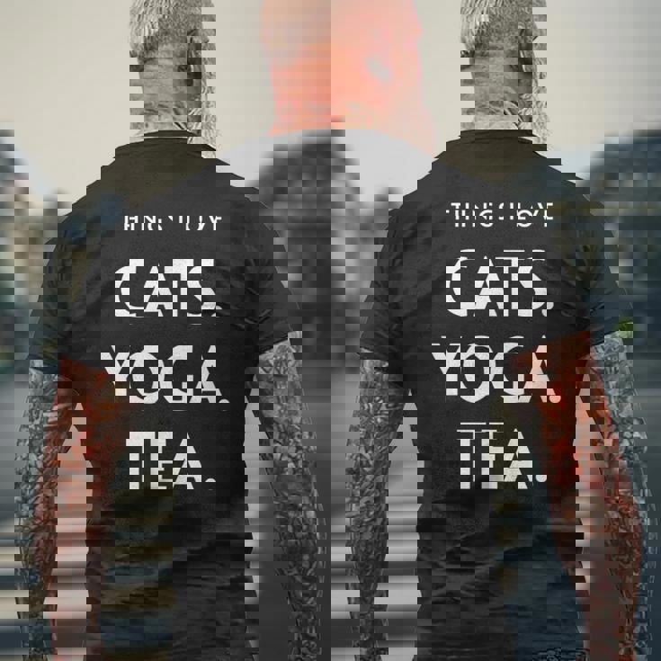 Things I Love Cats Yoga Tea Fun Cat ヨガtシャツ メンズTシャツ バックプリント 高齢者への贈り物