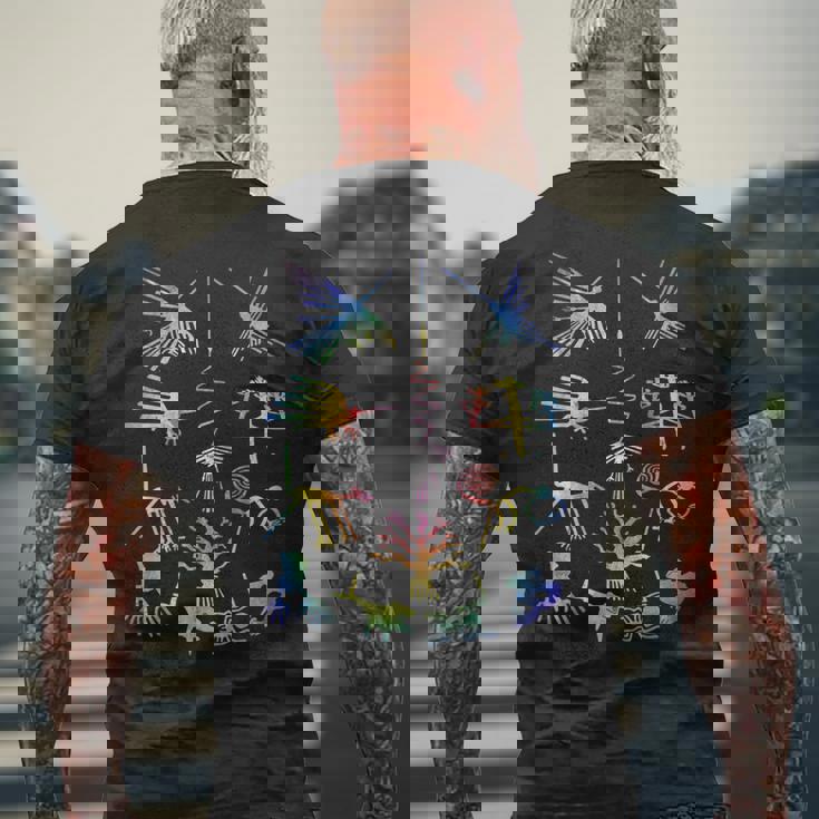 Travel Peru Nazca Lines マチュピチュ ファミリーバケーション 絞り染め メンズTシャツ バックプリント 高齢者への贈り物