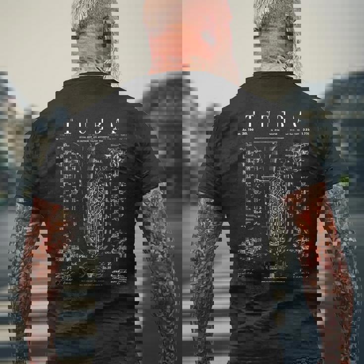 Tuba ビンテージ 特許 チュービスト 図面 プリント メンズTシャツ バックプリント 高齢者への贈り物