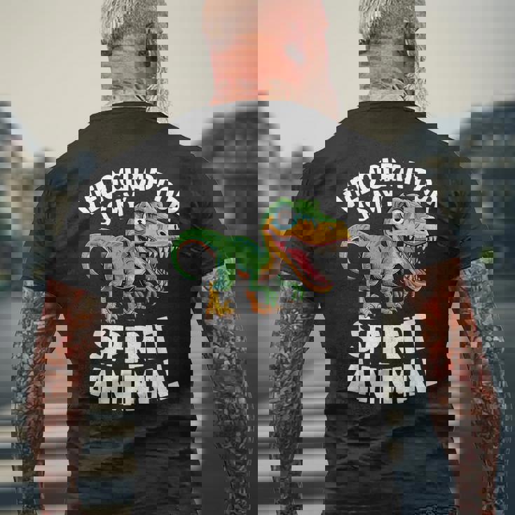 Velociraptor Is My Spirit Animal For Dino Enthusiasts Men's Back Print T-Shirt Gifts for Old Men