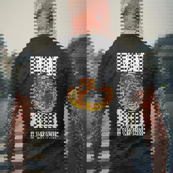 I Want Paella Not Your Opinion スペインのパエリア メンズTシャツ バックプリント 高齢者への贈り物