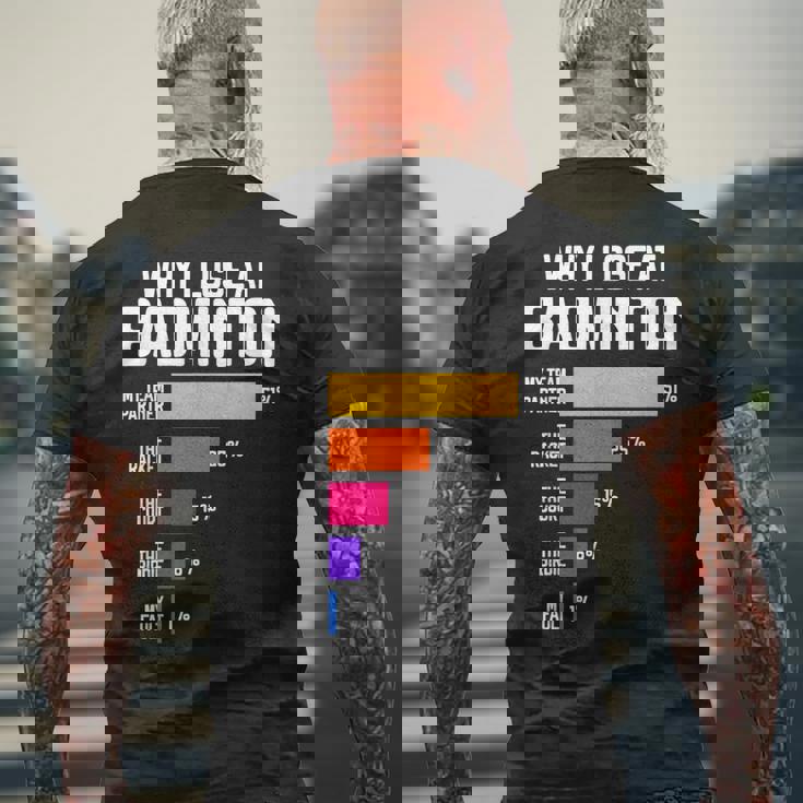 Why I Lose At Badminton 面白い言い訳 シャトルコック バーディー メンズTシャツ バックプリント 高齢者への贈り物