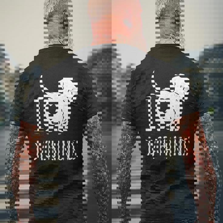 Wiener Dog ダックスフンド 犬 ペット愛好家 I Love Dachshunds メンズTシャツ バックプリント 高齢者への贈り物