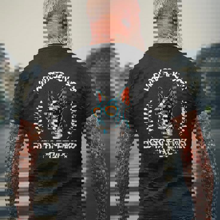 World's Coolest Dog Dad Papa メンズ ボストンテリア メンズTシャツ バックプリント 高齢者への贈り物