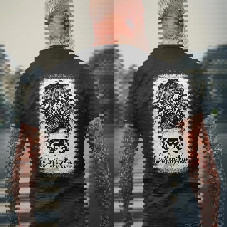 Wrestling Mom Messy Bun Sunglasses Athlete Support Parent Men's Back Print T-Shirt Gifts for Old Men