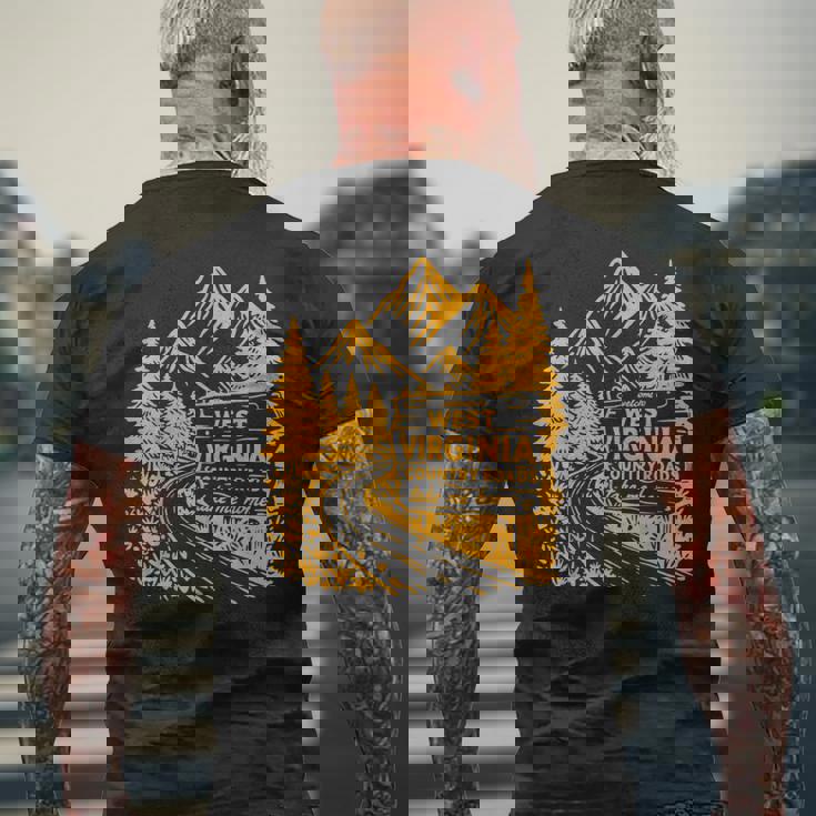 Wv ミニマリストヴィンテージウェストバージニア州生まれ育ち地元をご覧ください メンズTシャツ バックプリント 高齢者への贈り物