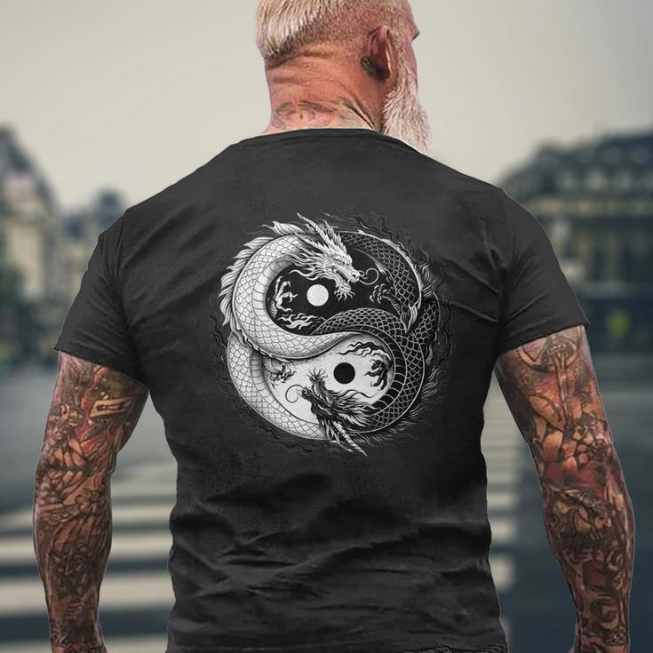 Yin Und Yang Chinesischer Dracheintage Drachen Japanisch T-Shirt mit Rückendruck Geschenke für alte Männer