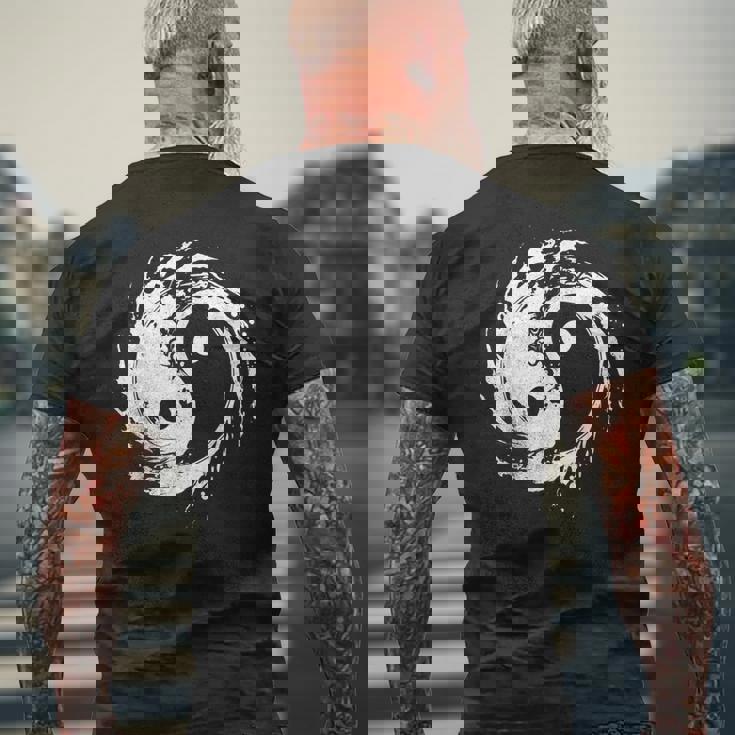 Ying Yang Flowtate 瞑想 水彩画 太極拳 メンズ レディース メンズTシャツ バックプリント 高齢者への贈り物