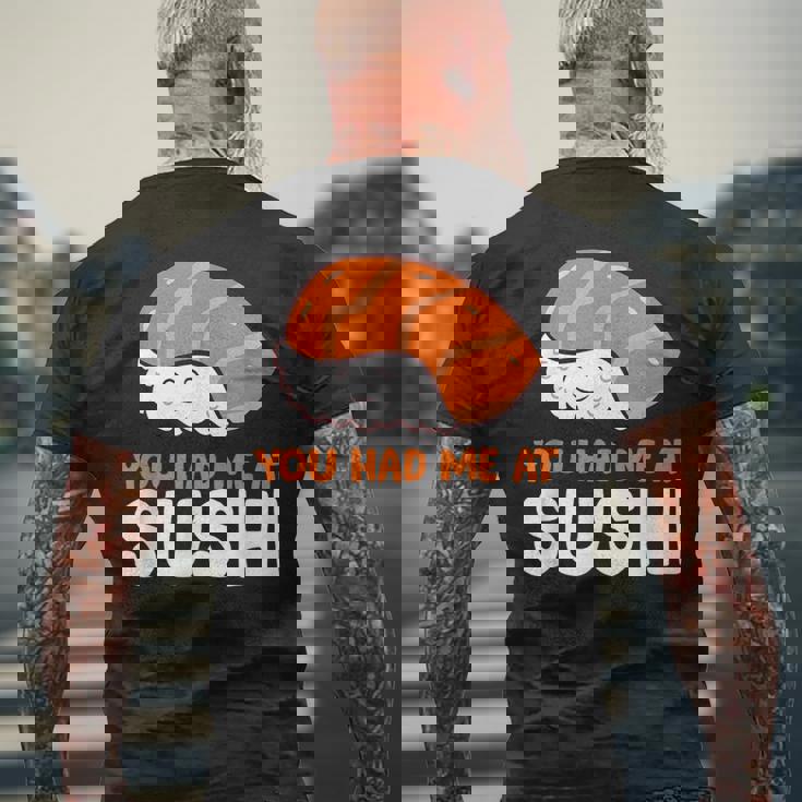 You Had Me At 寿司大好き サーモンにぎり サーモン寿司 メンズTシャツ バックプリント 高齢者への贈り物