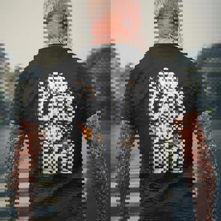 「No Cats No Life」 母の日 バレンタインデー 猫 母 メンズTシャツ バックプリント 高齢者への贈り物