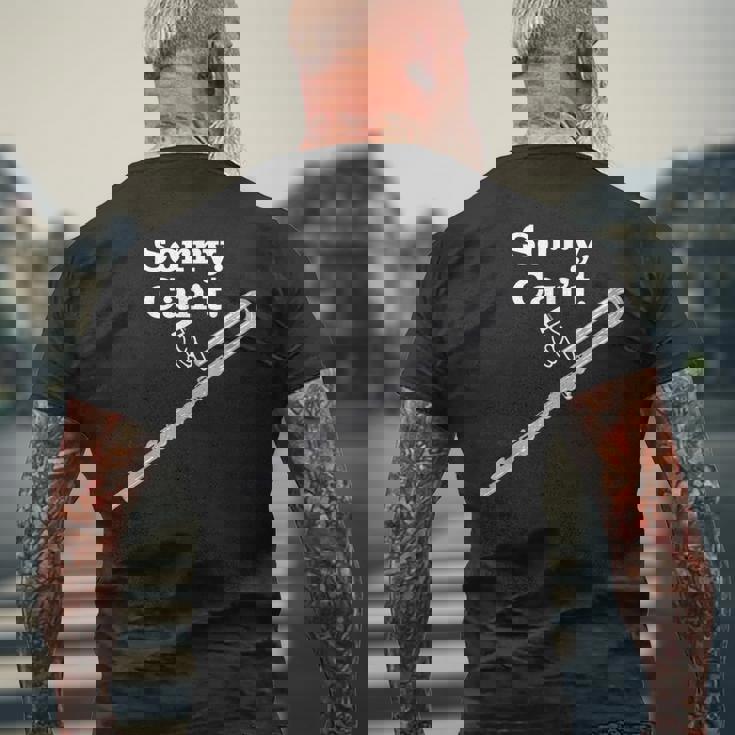 「ごめんなさい。できません。バスフルート」フルート奏者のための面白いバスフルート メンズTシャツ バックプリント 高齢者への贈り物