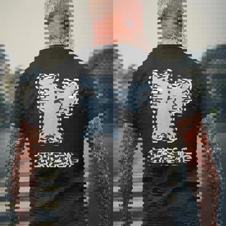 『カバをカバー』カバ くん【どうぶつフレンズ】動物 ゆる かわいい キャラ 面白 ダジャレ ギャグ ジョーク メンズTシャツ バックプリント 高齢者への贈り物