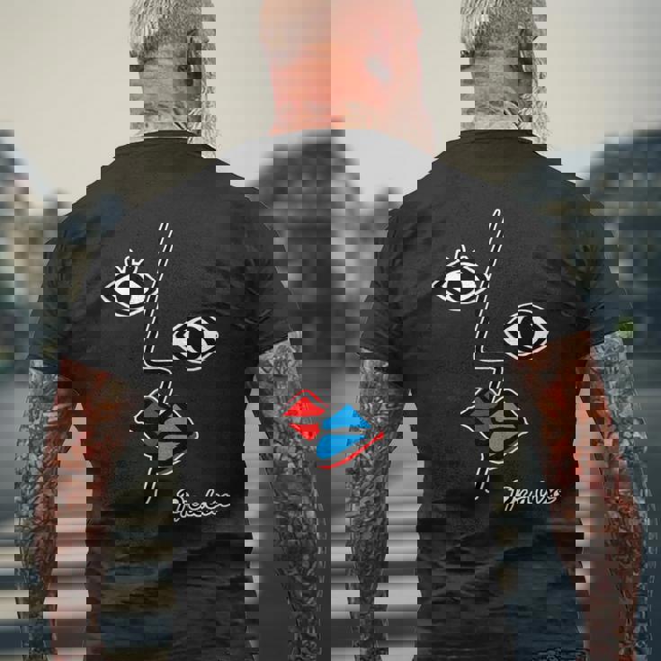 【ピカソ風】顔 男女 キス モダンフェイス（パロディ）【ピカウソ】キュビズム 80年代風 面白い アート 長袖tシャツ メンズTシャツ バックプリント 高齢者への贈り物