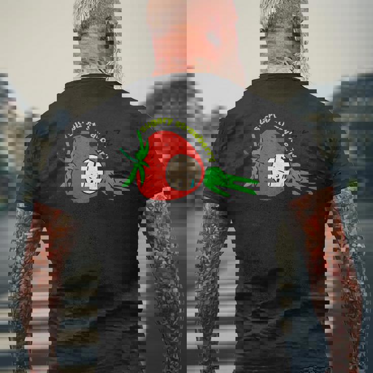 いちごグッズ イチゴイラスト いちご 果物 苺 おもしろ メンズTシャツ バックプリント 高齢者への贈り物