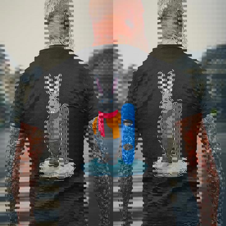 うさぎ スノーボーダー スノーボード スポーツ メンズTシャツ バックプリント 高齢者への贈り物