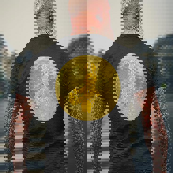 うさぎ星人 On The Yellow Moon メンズTシャツ バックプリント 高齢者への贈り物