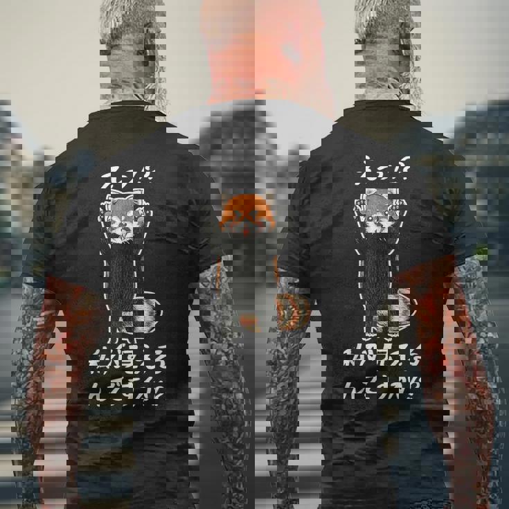 えっ！？私が見えるんですか！？ レッサーパンダ ネタ ジョーク 冗談 お笑い ギャグ 小ボケ おもしろ メンズTシャツ バックプリント 高齢者への贈り物