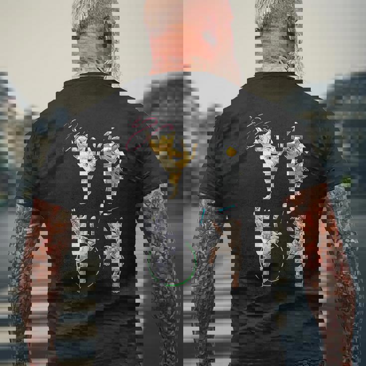 おもしろ新体操猫 メンズTシャツ バックプリント 高齢者への贈り物