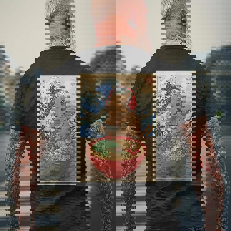 かわいい かわいい 日本人 ゲーマー 面白い ラーメン レトロ カピバラ メンズTシャツ バックプリント 高齢者への贈り物