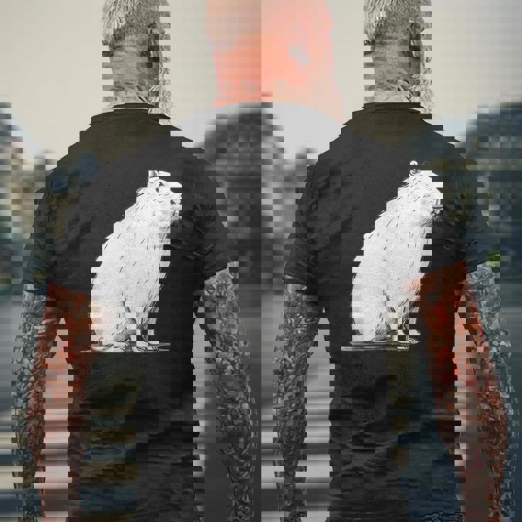 かわいいカピバラ カピバラ・カピバラ メンズTシャツ バックプリント 高齢者への贈り物