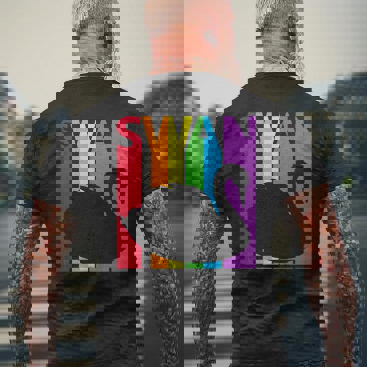 かわいいレインボースワンの鳥が好きな人 長袖tシャツ メンズTシャツ バックプリント 高齢者への贈り物