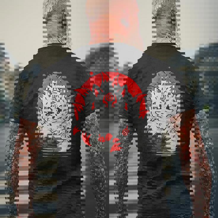 きつね 笑う キツネ 九尾 神話 動物 メンズTシャツ バックプリント 高齢者への贈り物