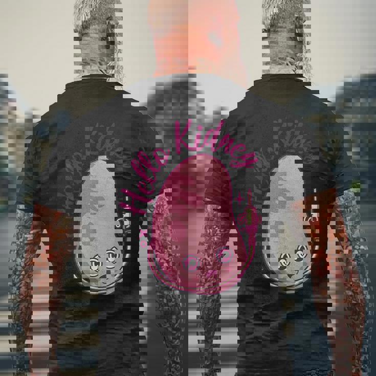 こんにちは腎臓移植ドナー透析腎臓 メンズTシャツ バックプリント 高齢者への贈り物