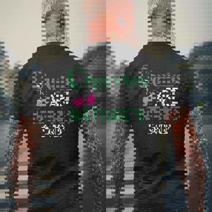 さくらんぼは自然のキャンディー、食べて健康によい名言 メンズTシャツ バックプリント 高齢者への贈り物