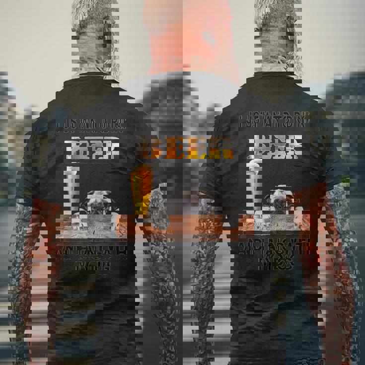 ただビール飲みたい&吊るすw マイパグ メンズTシャツ バックプリント 高齢者への贈り物