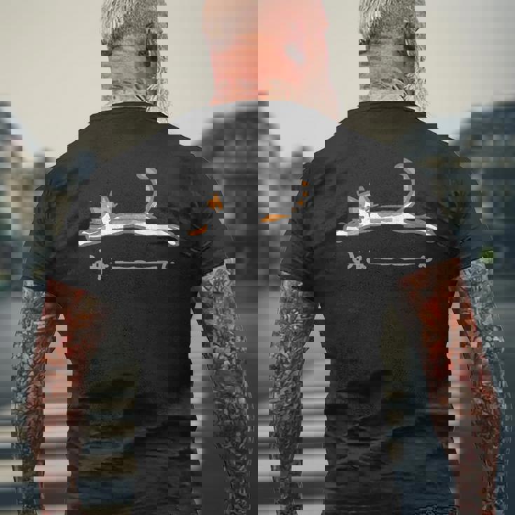 みょーーーん 猫 ネコ ねこ 三毛猫 愛猫 伸びる ジャンプ シンプル ほのぼの かわいい メンズ レディース キッズ メンズTシャツ バックプリント 高齢者への贈り物