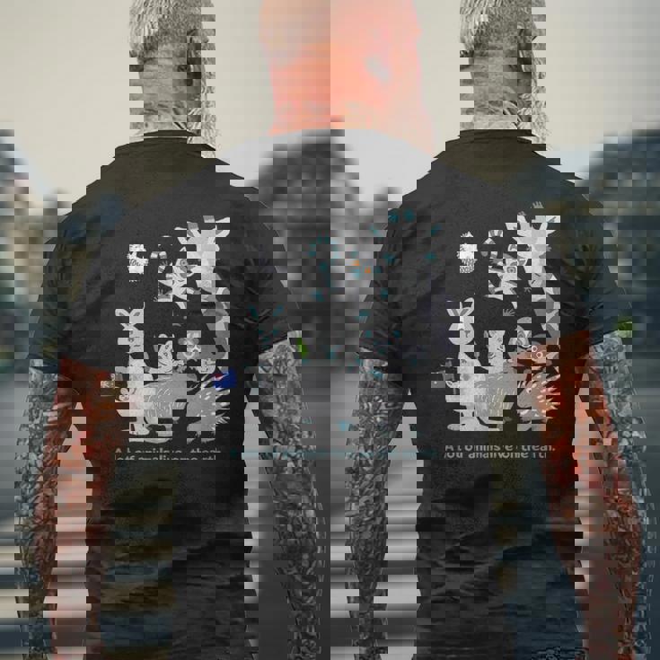 みんなの地球 アニマル キリン カンガルー カピバラ クアッカワラビー ワオキツネザル ハリネズミ メンズ レディース メンズTシャツ バックプリント 高齢者への贈り物