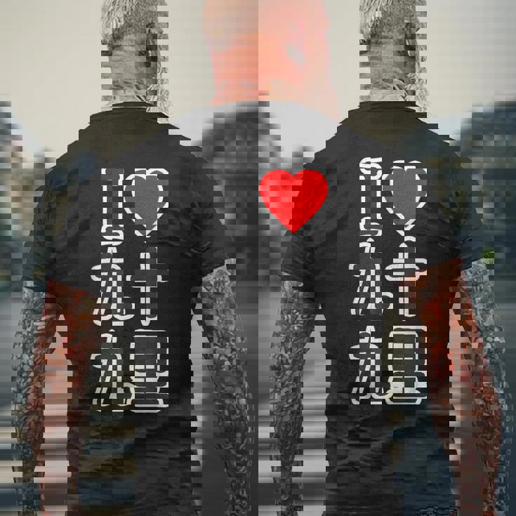 アイラブ・九十九里（千葉県）（I Love ハート）Big 大きな文字【都道府県】ジモtティ お土産 面白い メンズTシャツ バックプリント 高齢者への贈り物