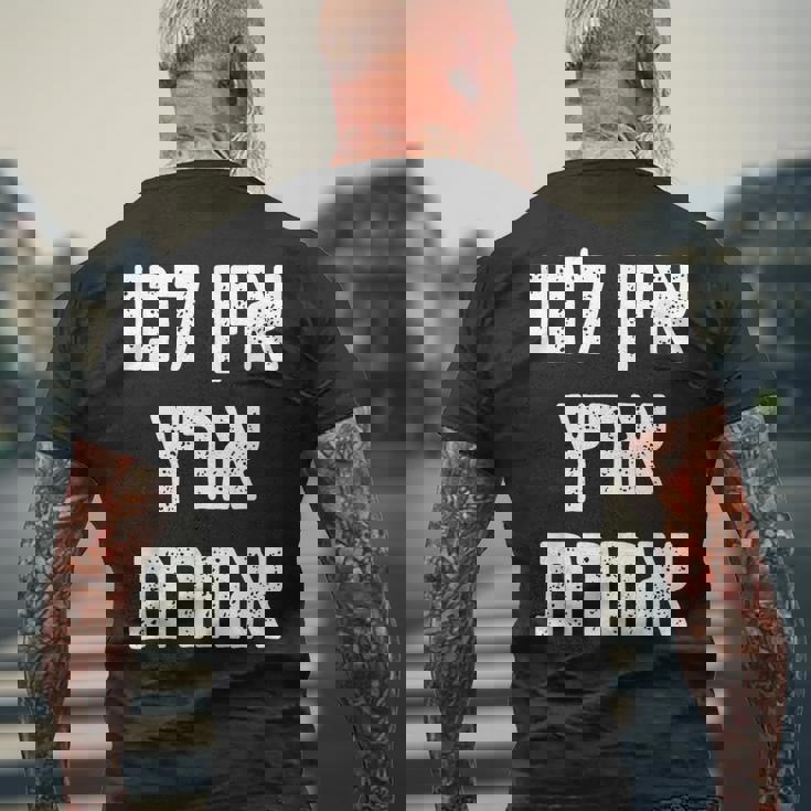 アイン・ラヌ・エレッツ・アシェレット ヘブライ語には他に土地はない メンズTシャツ バックプリント 高齢者への贈り物