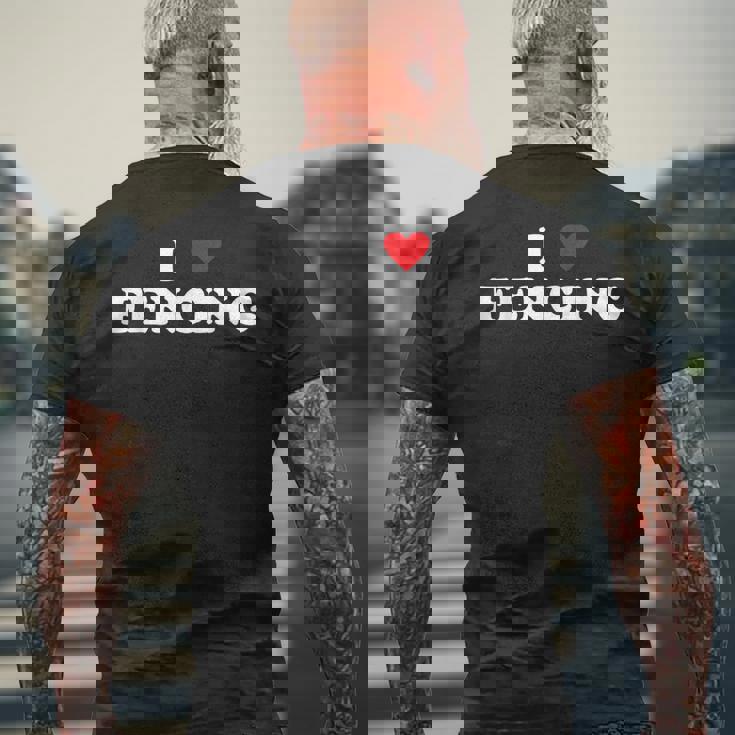 アイ・ハート・フェンサー-アイ・ラブ・フェンシング メンズTシャツ バックプリント 高齢者への贈り物
