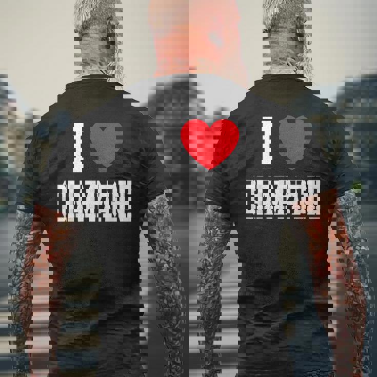 アイ・ラブ・シャンパン メンズTシャツ バックプリント 高齢者への贈り物