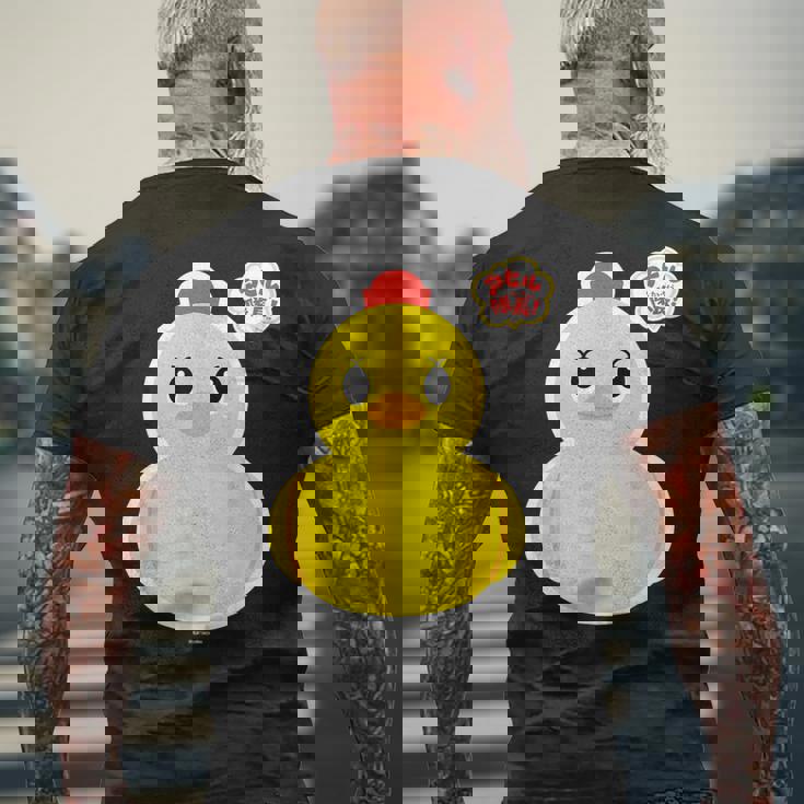 アヒル隊長ビッグプリント（正面） メンズTシャツ バックプリント 高齢者への贈り物