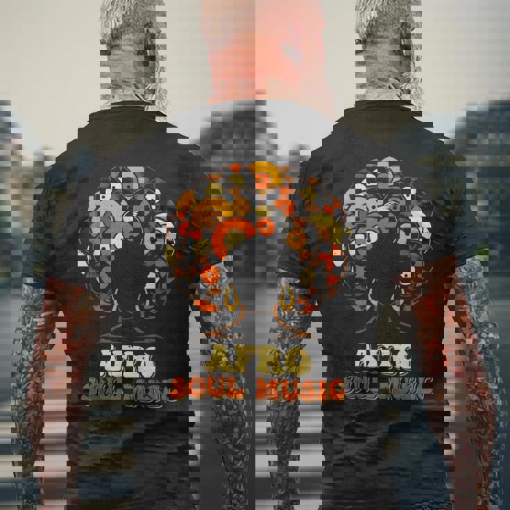 アフロソウルミュージック ビニール レトロ 70年代 80年代 ファンク ディスコダンス メンズTシャツ バックプリント 高齢者への贈り物