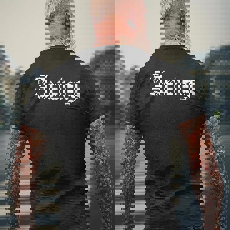 アミーゴ スペインの友人 Og ギャングスター 古英語 メンズTシャツ バックプリント 高齢者への贈り物