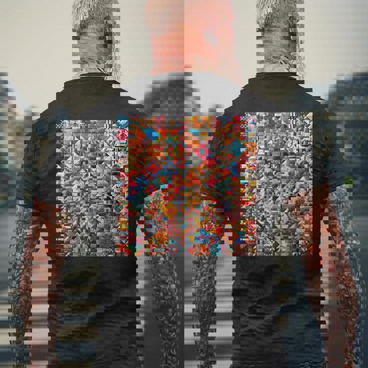 アメリカンキルト カラフル パッチワーク キルティング キルター ソーイング メンズTシャツ バックプリント 高齢者への贈り物