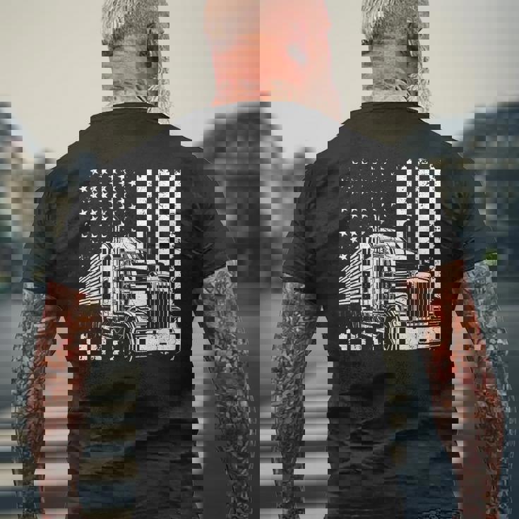 アメリカントラック フラッグusaアメリカトラッカー メンズTシャツ バックプリント 高齢者への贈り物