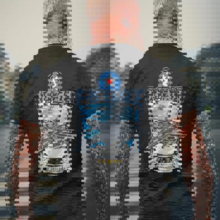 アメリカ空軍の航空機戦闘機f15イーグルのプレゼント メンズTシャツ バックプリント 高齢者への贈り物