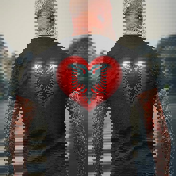 アルバニア国旗 イーグル ダブル レッド アルバニア シュキペ コソボ メンズTシャツ バックプリント 高齢者への贈り物