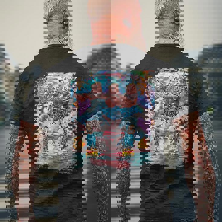 アロハ バーガー 猫 & ピザ ナマケモノ ユニコーン メンズTシャツ バックプリント 高齢者への贈り物