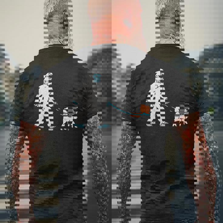 イエティウォーキングパピヨンクリプトゾロジー犬 メンズTシャツ バックプリント 高齢者への贈り物