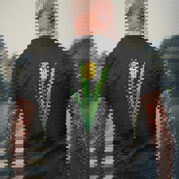 イエローチューリップ メンズTシャツ バックプリント 高齢者への贈り物