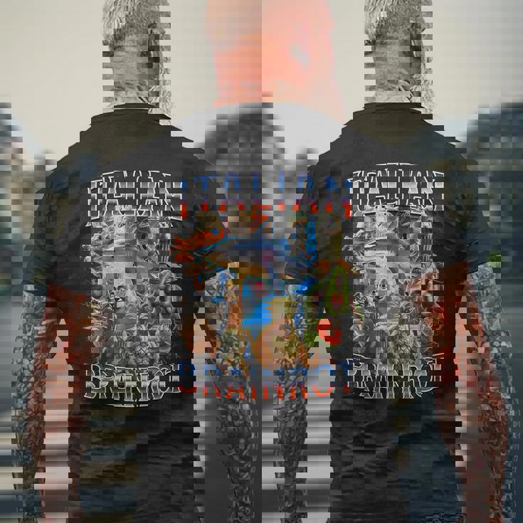 イタリア 脳 ロット 面白い イタリア 脳 ロット ミーム メンズTシャツ バックプリント 高齢者への贈り物